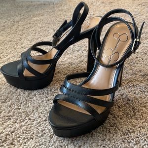 JESSICA SIMPSON Womens Black 1-1/2" Platform Balina Stiletto Heeled Sandal 7M